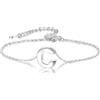 Candyfancy Bracciale in Argento Sterling 925 con Iniziale per Donne, Bracciale con Alfabeto in Argento da 16cm più Catena di Estensione da 5cm, Bracciale con Lettera Regolabile, 16 cm, Argento