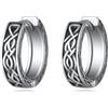 POPLYKE Orecchini a cerchio neri celtici in argento sterling da uomo, orecchini celtici per donne Viking, nodo celtico huggie gioielli