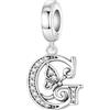 CYCUFF Ciondolo a forma di lettera a farfalla, in argento 925, per braccialetti e collane, gioielli con zirconi, regalo per donne, famiglia, amici, charm, Argento sterling, argento Sterling 925