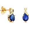 Orovi Orecchini Donna Oro Giallo 14KT Orecchini a Lobo con Zaffiri blu a goccia, gioiello anallergico confezionato in un elegante astuccio portagioie
