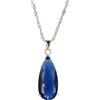Rizilia Gioielli in Oro Bianco Placcato Teardrop Colore Blu di Pietra della Gemma dello Zaffiro Colore Pendente Collana con (Lunghezza 48cm/18inch) Catena di Pendenza [Sacchetto di Gioielli Liberi]