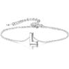 Candyfancy Bracciale in Argento Sterling 925 con Iniziale per Donne, Bracciale con Alfabeto in Argento 16cm Più 5cm di Catenina Estensibile, Bracciale con Lettera Regolabile, Argento sterling