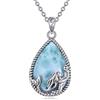 POPLYKE Collana in Argento Sterling con Balena Orca Assassina, Animale Oceanico, per Donne e Figlia, Idea Regalo di Compleanno, Argento sterling, Larimar