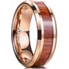 NUNCAD Anello in tungsteno largo 8mm, in oro rosa con legno Tochigi Hawaii design, Moda in natura per matrimonio, fidanzamento, partnership, taglia 54 (14)