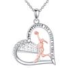 POPLYKE Collana da pallavolo per giocatore, in argento Sterling 925, da donna, 21*28mm, Argento sterling, Zirconia