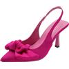 SOOUICKER Scarpe rosa ciliegia per le donne con tacco a punta fiocco a spillo da donna slingback sexy festa di nozze ballo sandali, Rosa ciliegia., 39 EU
