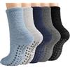 Toes Home Calzini da uomo con impugnature, morbidi calzini invernali per ospedale, accoglienti e caldi, antiscivolo, spessi, 5 paia, Serie Solid A, Taglia unica