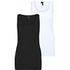 Vero Moda Canotta da Donna VMMAXI My Soft Long Tank Top Confezione da 2, Nero/Confezione: Bianco Brillante, XXL