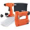 Tacwise 1780 140-180EL Graffatrice/Chiodatrice 12V, H12-7 Pistola Colla a Caldo 12V, Batteria agli Ioni di Litio da 12V Intercambiabile, 30 Bastoncini di Colla e Custodia