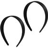 WY LIGHTING LEVEL Cerchietto per capelli da donna, in raso, antiscivolo, 2 pezzi, 2,5 cm, colore nero, classico, colore nero
