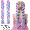 dellyy Ciocche di Capelli, dellyy 2 Pezzi di Extension a Trecce da 24, Capelli Sintetici da Intrecciare, Viola, per Trecce Box Braid (2, C, Lisci)