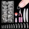 Venares Tip in Gel per Unghie Mandorla Corte, Venares 500 Pezzi Tip Unghie Ricostruzione 12 Taglie Set Unghie Finte con con Colla Lima Buffer Tagliaunghie Pennelli per Unghie, Gel Tips Unghie Finte Corte