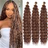 Samtress 3 confezioni Ocean Wave Crochet Hair 18 Inch Deep Wave Curly Braiding Hair Synthetic for Boho Braids Hair Extensions for Women (#4 M27)