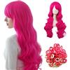 HTTDSLF Parrucche Lunghe Ondulate 30''/76cm, Capelli Lunghi Mossi Ricci, Parrucca Cosplay, Anime Parrucche Costume, Parrucca Anime Cosplay, Costume Accessori Wig (Caldo Rosa)