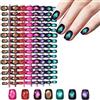 Laza 210 unghie a pressione per donne, effetto occhio di gatto, 7 colori, lucide, glitterate, foro nero, corte, quadrate, riutilizzabili, in 15 misure, lunga durata, unghie finte da salone, camaleonte
