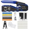 MAYLNE-TECH MAYLINEE - Set di utensili di rete CAT5 CAT6, pinza crimpatrice RJ45, manutenzione cavo patch LAN, tester per riparazione spelafili, spina coassiale crimpatura, punch down RJ11 (blu)