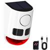 QXMH Allarme solare per esterni con sensore di movimento, 110 db, forte rumore, 4 modalità di lavoro, luce stroboscopica con USB per casa, villa, cortile, pollaio, fattoria, fienile, dì addio agli