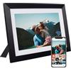 VONDRA Cornice digitale WiFi in legno naturale 32 GB Digital Photo Frame Touch Screen IPS 10,1 Rotazione automatica Supporto USB/SD Cornice digitale Condividi foto con cornice (nero)