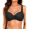 Yonique Top Bikini da Donna con Ferretto - Costume da Bagno Push-up 2025 con Reggiseno Imbottito, Nero, XX-Large