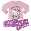 Hello Kitty Pigiama Lungo da Bambina, 100% Cotone, con Viso in Pile, 7-8 Anni, 128 cm, Rosa