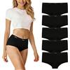 Iausie Boxer Donna in Cotone Organico - Mutande Donna Pantaloncino Confezione da 5 Pezzi Comodi e Naturali - Vita Media, Traspirante e Antisfregamento BL L
