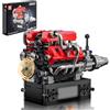 Mould King 10204 - Kit motore V8, mattoncini da costruzione, per auto, motore a benzina (750 pezzi)