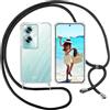 ISOI Cover con Cordino per OPPO A79 5G, Custodia Trasparente con Collana Tracolla Laccio Collo Ultra Sottile Morbido TPU Silicone Antiurto AntiGraffio Antiscivolo Case, Nero