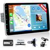 CAMECHO [CARPALY] 1 DIN YouTube Autoradio da 10'' con Schermo Rimovibile e Regolabile, WIRELESS Car Play MP5 per auto con Android Auto Bluetooth FM/RDS EQ Mirror Link +Telecamera