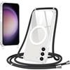 FMPCUON Magnetica Trasparente Cover per Samsung Galaxy S23 con Cordino, Compatibile con Magsafe,Custodia con Laccio Tracolla Cellulare Girocollo Regolabile Collana