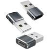 La Brodée Adattatore da USB C femmina a USB, 3 pezzi da USB a tipo C, adattatore da USB-C a spina A, convertitore di alimentazione compatibile con MacBook, notebook, tablet, smartphone, airpods, Galaxy (grigio)