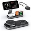 KEEPRO 25W Stazione di Ricarica Wireless 3 in 1 Apple, supporto magnetico pieghevole compatibile Mag-Safe per iPhone 17e/17/16/15/14/13/12/Air, Apple Watch, Pods Pro/4/3/2-Nero