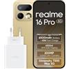 realme 16 Pro 5G Smartphone 8+256GB,Master Gold,MediaTek Dimensity 7300 Max,6.78 144Hz AMOLED,200MP OIS rear camera,50MP front selfie,6500mAh battery,80W ultra charge,NFC,eSIM,IP69
