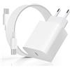 Kndaa Caricatore per iPhone 16/15, 20W USB C Caricabatteria Rapido con 2M Cavo Type C per iPhone 16/15/Plus/Pro/Pro Max/Pad Pro/Air, PD3.0 USB C Fast Charger Presa Rapida Alimentatore Adattatore Spina