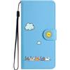 Aisenth Cover per iPhone 16 Plus, Carino Gatto, Sole, Nuvola Custodia in PU Pelle Portafoglio Cover Kawaii Animali Modello Protettiva Flip Case con Funzione Supporto, Slot per schede, Blu