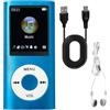 DUSEKI Lettore MP3 MP4 con cuffie portatile lettore musicale MP4 MP3 Music Player Display LCD 1,8 pollici Audio Hi-Fi Radio FM e registrazione per sport e studio incluso cavo di ricarica (blu)