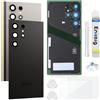 Enkeig Vetro Posteriore per Samsung Galaxy S24 Ultra S928, Nero | Qualità originale scocca vetro posteriore copribatteria back cover cover posteriore back glass con lente fotocamera kit.