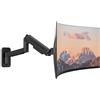 PUTORSEN Supporto Monitor Muro per Monitor 17-49 Pollici, Fino a 20kg, Braccio Monitor Muro Singolo con Molla a Gas Ergonomico Regolabile in Altezza, Rotazione e Inclinabile