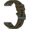 RoYiio Cinturino Silicone QuickFit 22mm Cinturini di Ricambio per Garmin Quatix 8 47mm/Quatix 7 Pro/Tactix 8 47mm/Fenix8 47 mm/Fēnix 7Pro/Fēnix 6Pro/Descent G2/Fenix E/Epix2 - Verde Militare Nero