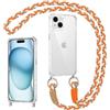 Coiwxmoi Cover per iPhone 13 Mini con Cordino, Custodia Trasparente con Regolabile Collana Ultra Sottile Antiurto TPU Silicone Bumper Protettiva Case con Laccio Tracolla per iPhone 13 Mini, Cachi