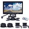 CAMECHO Sistema Doppio Telecamera Posteriore Impermeabile Visione Notturna Fotocamera di Backup Anteriore + 7 '' 4-Split Monitor + 33ft cavo 12V 24V per auto rimorchio camper bus