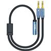 MillSO Adattatore Jack Y da 3.5 mm, splitter per cuffie placcato in oro (Doppio 3,5 mm maschio a 4 pin 3,5 mm femmina in CTIA standard) per cuffie da tavolo e laptop - Blu