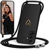 IBETEK Cover per Samsung Galaxy A26 con Cordino, Custodia con Laccio Collana Regolabile Morbida TPU Silicone Case con Motivo Cuore AntiGraffio Antiurto Protettiva Cover per Samsung Galaxy A26, Nero