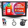 Rimoody 6G+128G 8 Core Wireless Carplay Android Autoradio per Toyota RAV4 2007-2012 9 Pollici Touchscreen Autoradio con Wireless Android Auto GPS Navi WiFi Bluetooth FM/RDS/DSP/USB/SWC Telecamera Posteriore