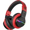 iClever Cuffie Bluetooth per bambini, luci LED colorate, cuffie per bambini Over-Ear con limitazione del volume 74/85dBA, tempo di riproduzione 85 ore, Bluetooth 5.2, microfono incorporato, nero e