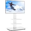 RFIVER Supporto TV da Pavimento per 32-70 pollici Schermo piatto LCD/LED, regolabile in altezza con bianco Girevole in Vetro Temperato Nero Max VESA 400x400mm, Supporto TV Fino a 50kg