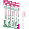 GUM SONIC SENSITIVE Testine di Ricambio per Spazzolino a Batteria | X4 Confezioni da 2 (X8 Testine di Ricarica in Totale) | Bianco
