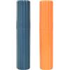 Zimoer 2 Pezzi Custodia per Spazzolino da Denti, Porta Spazzolino e Dentifricio da Viaggio, Scatola per Spazzolino Portatile, Blu Arancione Portaspazzolino Plastica per Viaggi, Campeggio