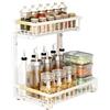 NETEL 2 Pezzi Organizer Sottolavello Lavandino 2 Livelli, Scaffale sotto Lavandino Regolabile in Altezza, Organizzatore Cassetti Scorrevole, Ripiani Salvaspazio per Cucina Bagno Bianco