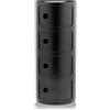 Kartell Componibili Contenitore 4 Elementi, Base Tonda, ABS, Nero, 32 x 32 x 77 cm