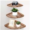 Behogan Set di 3 scaffali angolari da appendere, in legno, con estremità arrotondata, in stile vintage, con ripiani galleggianti, rustici, mensole da appendere, mensola decorativa adatta per camera da letto,